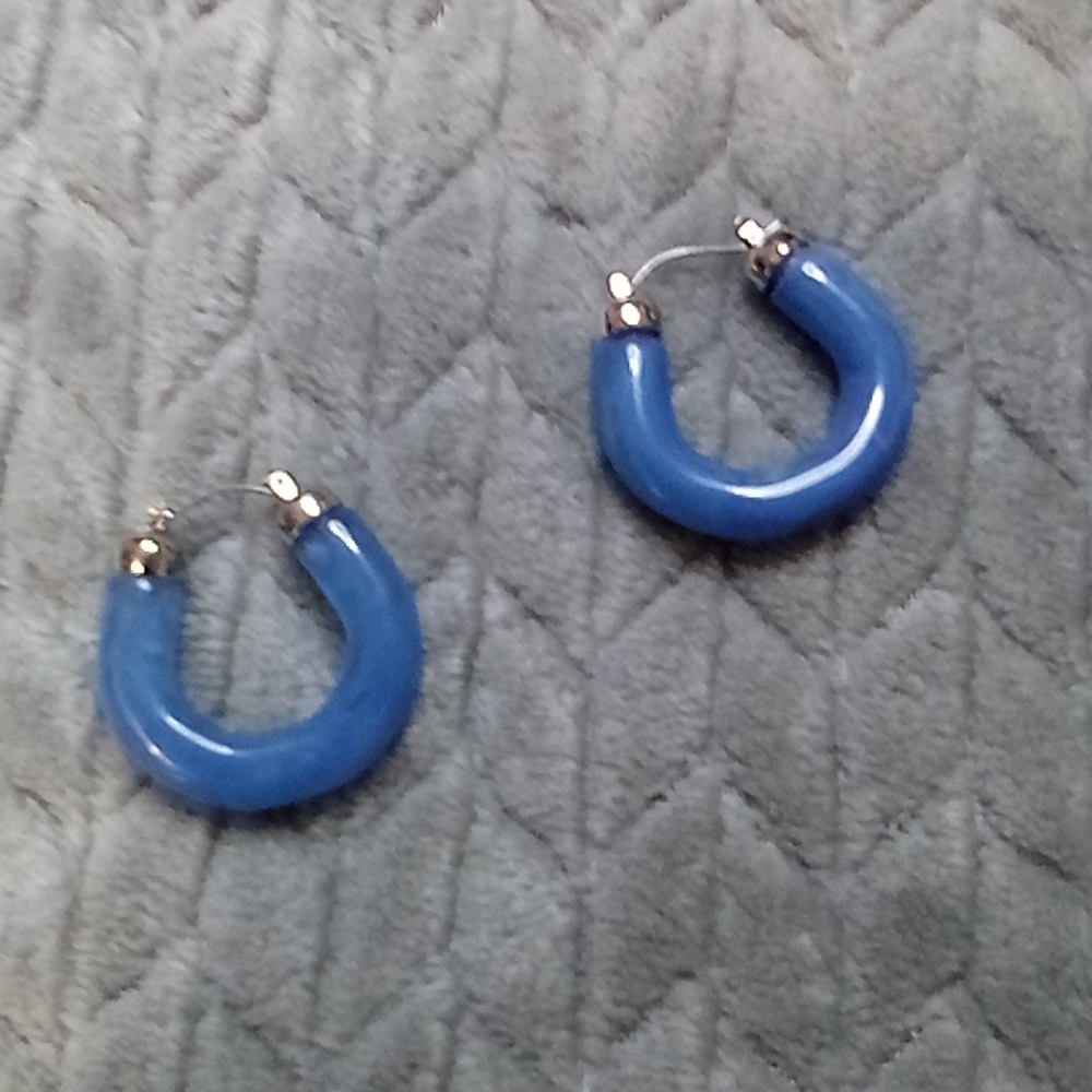 Blue‎ U Shaped Hoop Earings